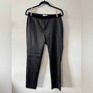 Reiss Black Beth satin Women's Pants size 6 cigarette slim straight tuxedo